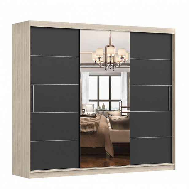 imoebel24 SKŘÍŇ s otočnými dveřmi Alba I 250 cm 250/218/61 cm, 3dveřová, černý