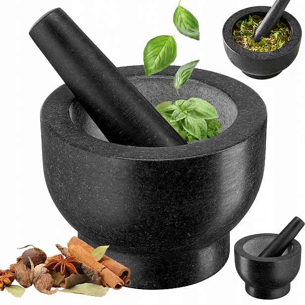 Pevný Kamenný Hmoždíř Granitový Hmoždíř Na Koření Pesto Sada