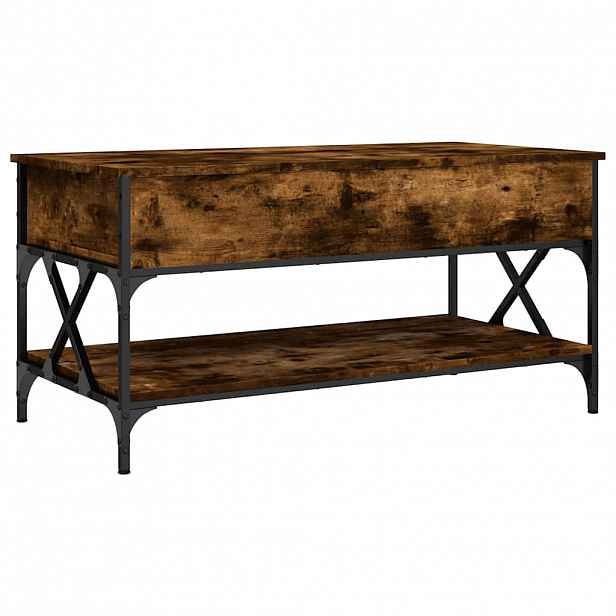 vidaXL Konferenční stolek kouřový dub 100 x 50 x 50 cm kompozit a kov