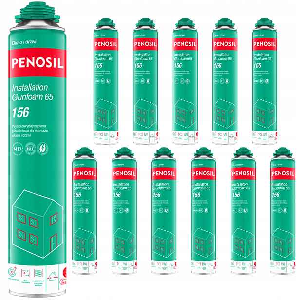 12 x Max Výkonná 65L Pistolová montážní pěna Penosil pro okna dveří