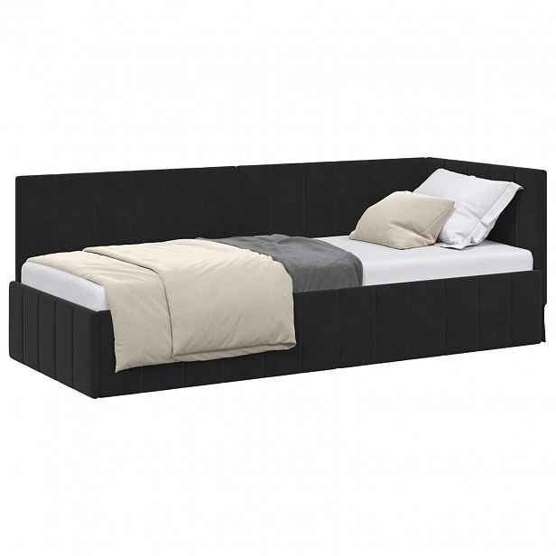 vidaXL Rohový rám postele Černá 80 x 200 cm samet