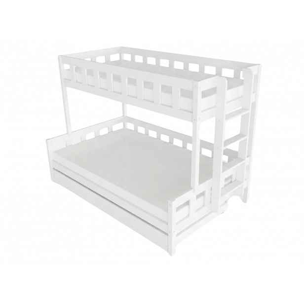 Benlemi Patrová postel PLOTTY s bočním žebříkem 90x200, 120x200 cm Zvolte barvu: Bílá, Zvolte šuplík: Přistýlka 90x190 cm, Zvolte stranu: Vpravo