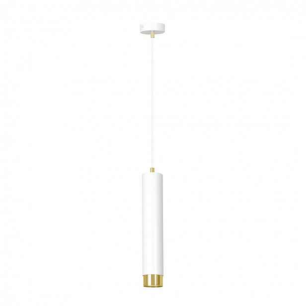 Závěsná lampa Kibo 1 bílá se zlatými doplňky GU10, 100 cm
