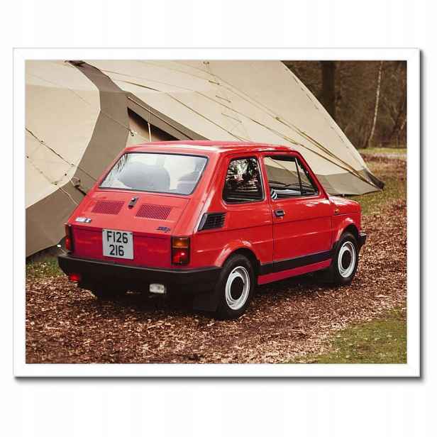 Plakáty v rámu 50x40 Červený malý Fiat 126p