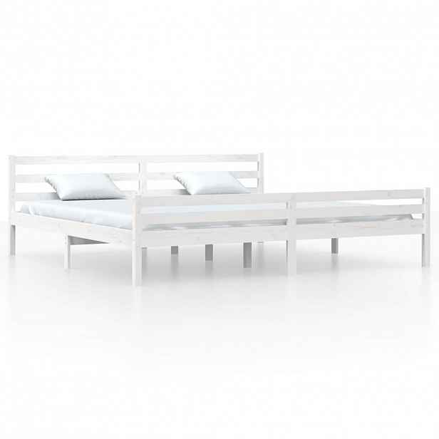 vidaXL Rám postele bílý masivní dřevo 200 x 200 cm