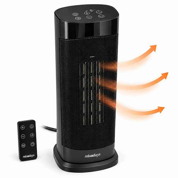 Relaxdays OHŘÍVAČ Černý keramický PTC 2000 W s dálkovým ovládáním