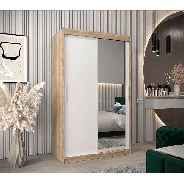 Šatní skříň Abi T2 Barva korpusu: Dub Sonoma, Rozměry: 120 cm, Dveře: Bílá