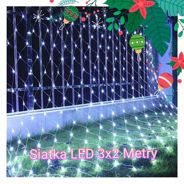 Síťka Led 3x2 metry Závěs Vánoční Osvětlení Na Stromeček Bílá Studená 2x200 led