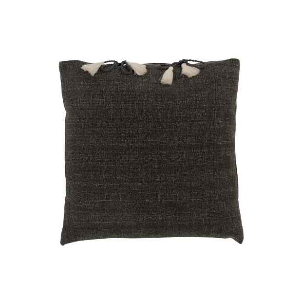 Tmavě šedý polštář se střapci Charline - 45*45 cm J-Line by Jolipa