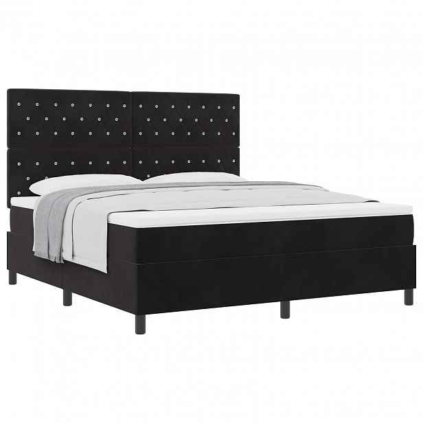 vidaXL Postel s boxspringem s matrací s čelo Černý 180 x 200 cm samet