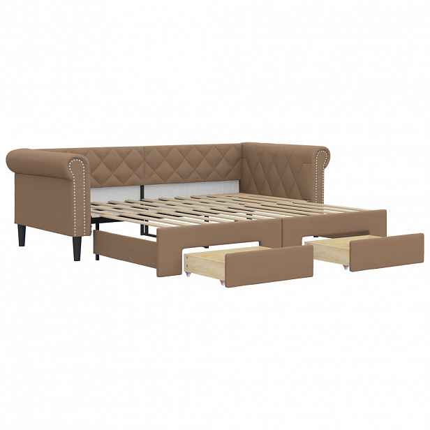 vidaXL Válenda s přistýlkou a zásuvkami cappuccino 90x200cm umělá kůže