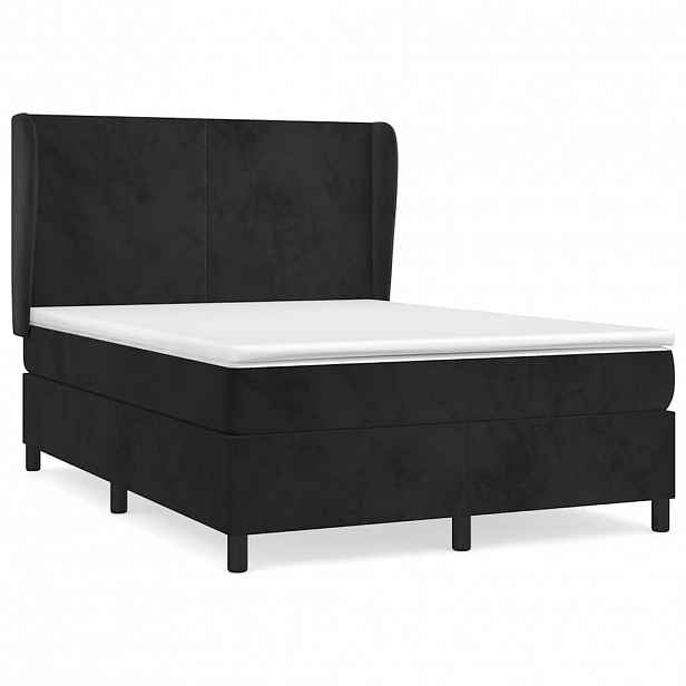 vidaXL Box spring postel s matrací černá 140 x 190 cm samet