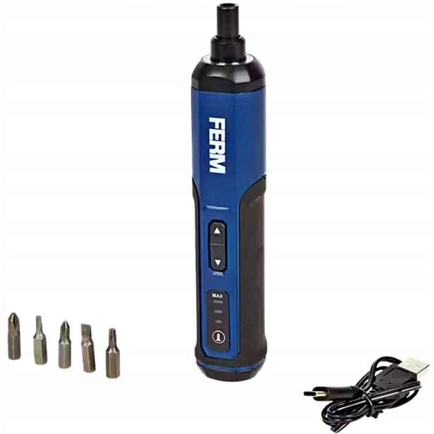 Aku Šroubovák s magnetickými koncovkami Ferm, akumulátorové napájení 4 V, Usb CDM1188