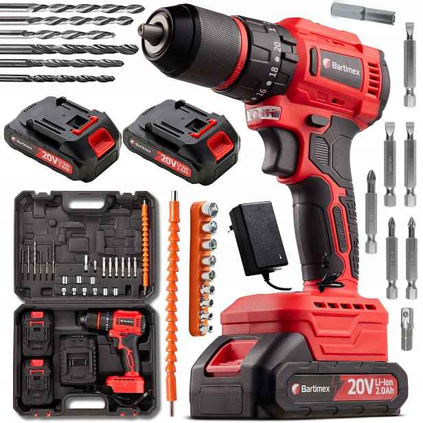 Aku Vrtačka 20V 2x2,0Ah Bartimex BT-CD-20M Set
