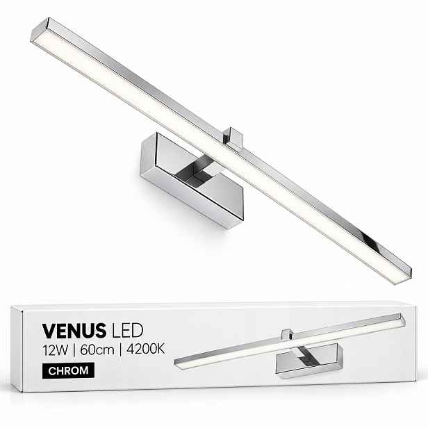 Led lampa Venus 12W 60 cm chrom pro zrcadlo neutrální barva 4200K IP44
