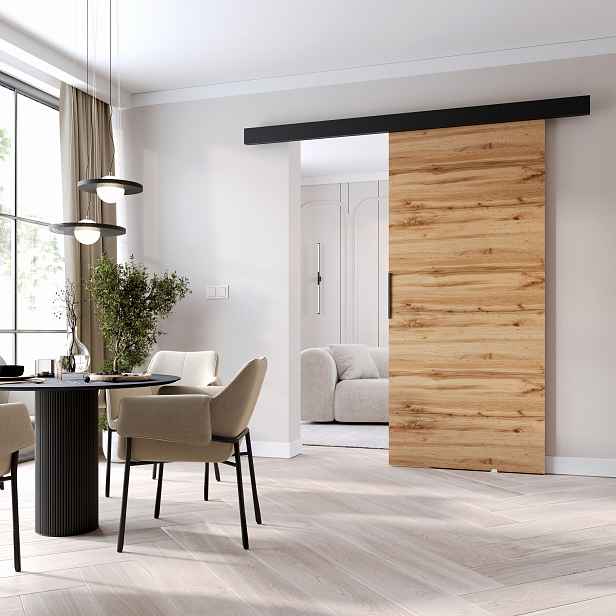 Posuvné dveře do interiéru BARRET 11 - 76 cm, dub wotan / černé