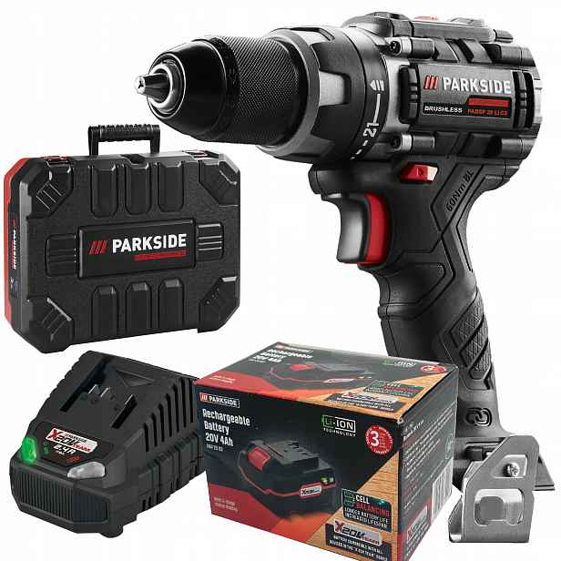 Šroubovák Parkside akumulátor 4Ah 20V aku vrtačka Pabsp 60Nm Nový