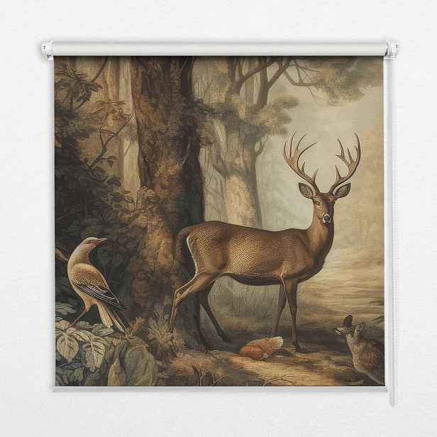 TULUP VNITŘNÍ roleta - okenní roleta - roleta - 100x140 cm - Zvířata v lese