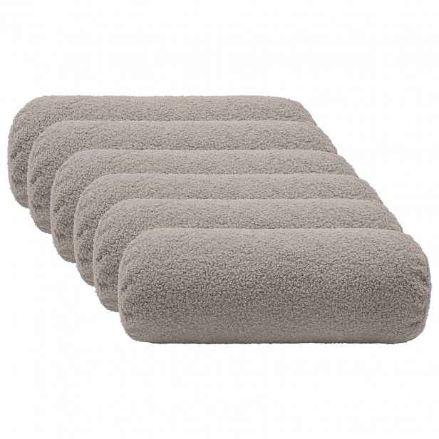 vidaXL Povlak na polštář 6 pcs HEERLEN Světle šedá Ø 15 x 40 cm Bouclé