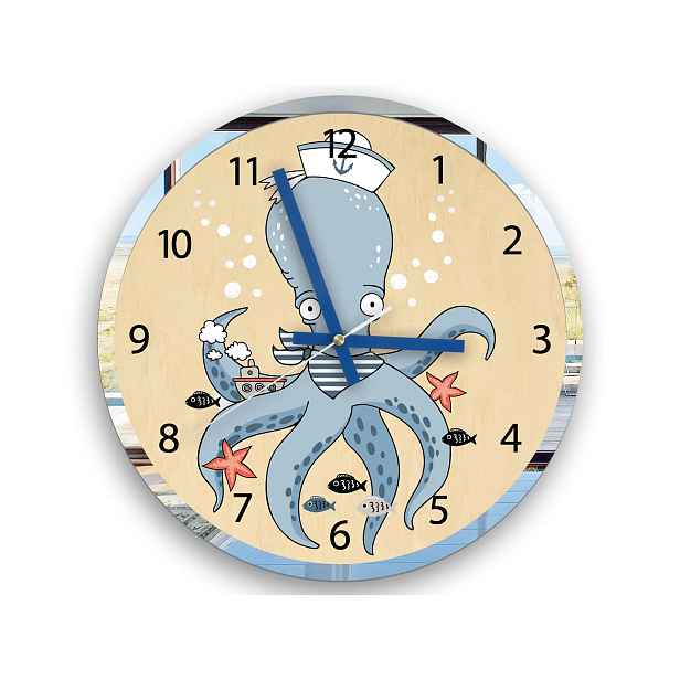 ModernClock Dětské nástěnné hodiny Mirro Chobotnice 30 cm vícebarevné