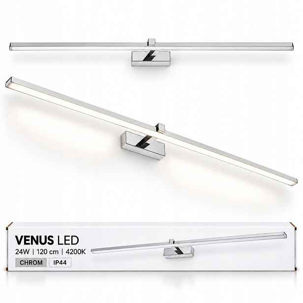 Osvětlení zrcadla Venus 24W 120 cm chromové Led neutrální 4200K IP44 1640lm