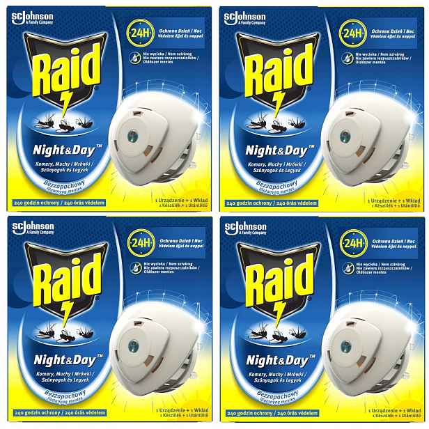 Raid proti komárům Night & Day (zařízení náplň) x4