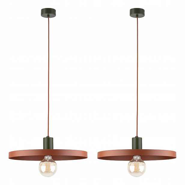 Tk Lighting Sada 2x Závěsná Stropní Svítidlo Hnědá Sila 40 cm E27 Kov