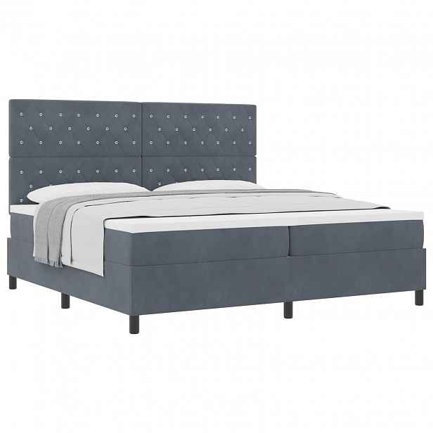 vidaXL Postel s boxspringem s matrací Tmavě šedá 200 x 200 cm samet