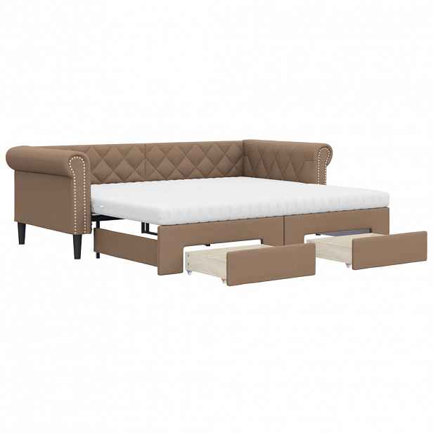 vidaXL Válenda s přistýlkou a zásuvkami cappuccino 90x200cm umělá kůže