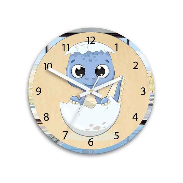 ModernClock Dětské nástěnné hodiny Mirro Dinosaurus 30 cm vícebarevné