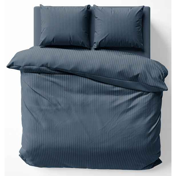 Povlečení 200X220 Saténová Modrá Bavlněná Damašek Denim 220X200