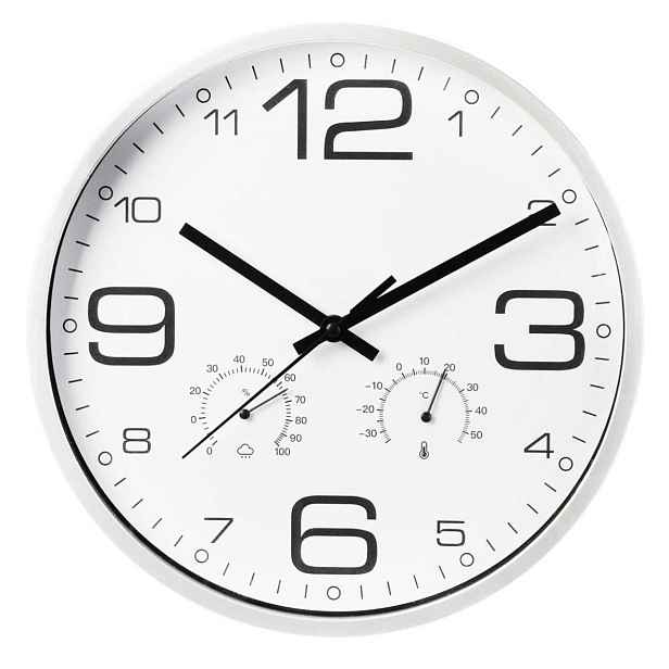 H&S Decoration Nástěnné hodiny s teploměrem CLIME 30,5 cm bílé