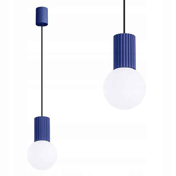 Modrá závěsná lampa Halo, skleněné stínidlo Ø12cm do obýváku SL.1739 Sollux