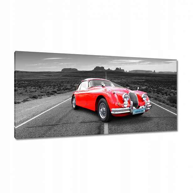 Obrazy 115x55 Červené auto Dálnice