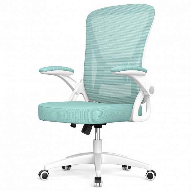 Rattantree KANCELÁŘSKÁ-OTOČNÁ-ŽIDLE ergonomická, středně vysoké opěradlo, sklápěcí opěrky na ruce – Světle zelená