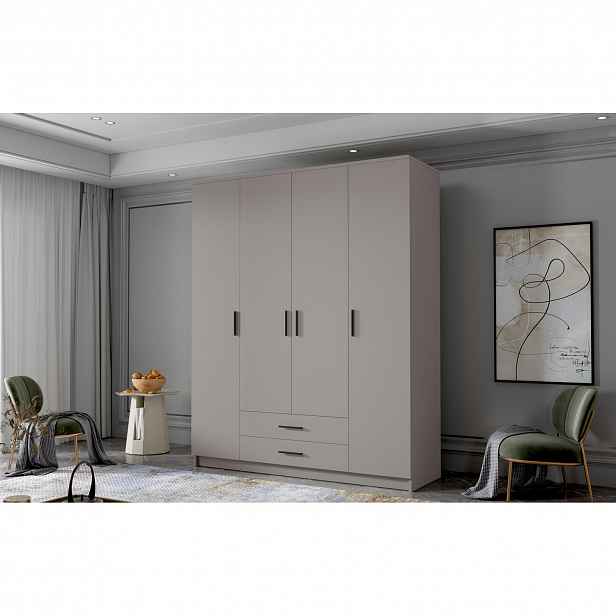 Šatní skříň ADA I 160 cm - béžová/černé úchytky