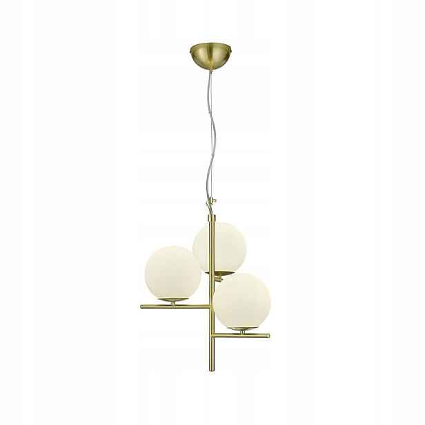 stropní svítidlo Led lustr Mosaz Kov Sklo 3 Zdroje E14 40 cm Převis Trio