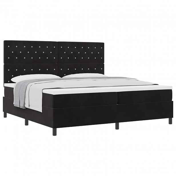 vidaXL Postel s boxspringem s matrací s čelo Černý 200 x 200 cm samet