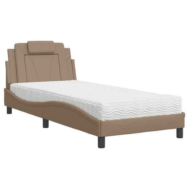 vidaXL Postel Viana s matrací cappuccino 90 x 190 cm umělá kůže