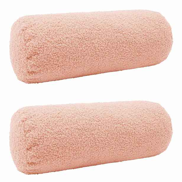 vidaXL Povlak na polštář 2 pcs HEERLEN Růžová Ø 15 x 40 cm Bouclé