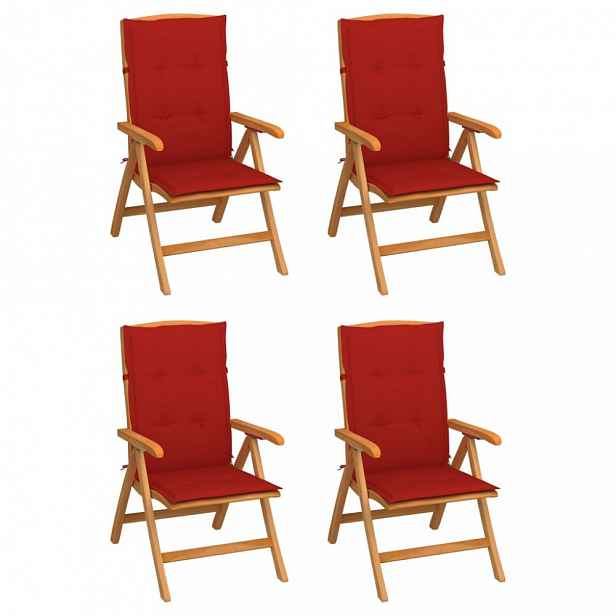 Zahradní židle 4 ks teak / látka Červená