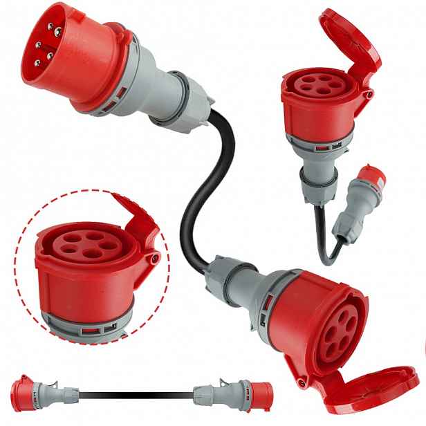 Adaptér Zástrčka Cee Zásuvka 32A Na 16A Kempingový Adaptér IP44 400V