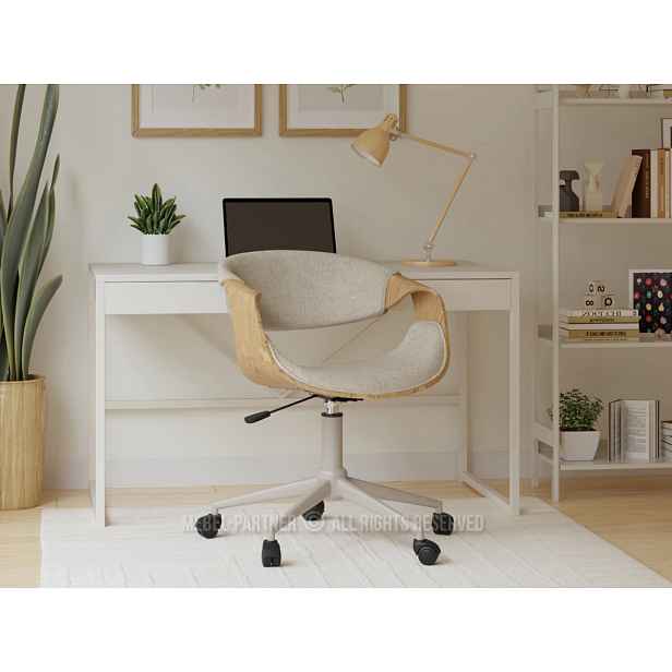 Designová otočná židle ENIGER - béžová / dub