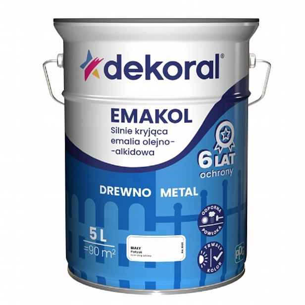 Emakol Strong Emalia na dřevo a kov Bílá 5 L