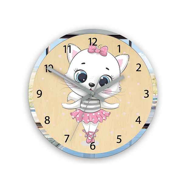 ModernClock Dětské nástěnné hodiny Mirro Kotě 30 cm vícebarevné