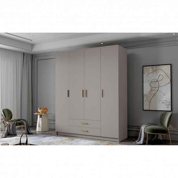 Šatní skříň ADA I 160 cm - béžová/zlaté úchytky