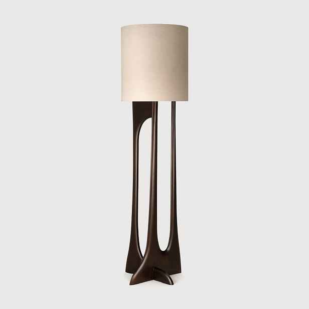 Stojací lampa Flow – mahagon rose brown, béžové stínidlo - Ethnicraft