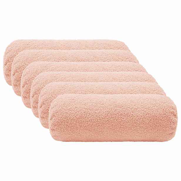 vidaXL Povlak na polštář 6 pcs HEERLEN Růžová Ø 15 x 40 cm Bouclé