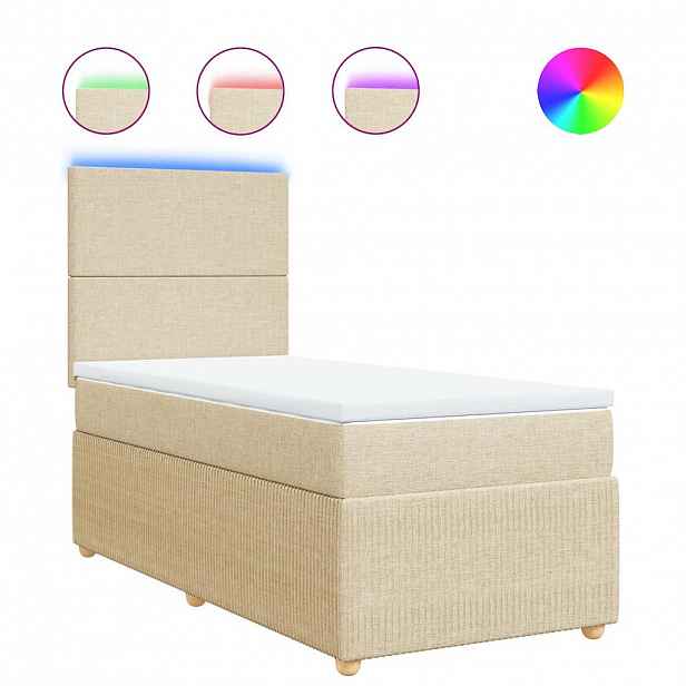 vidaXL Box spring postel s matrací krémová 100 x 200 cm textil