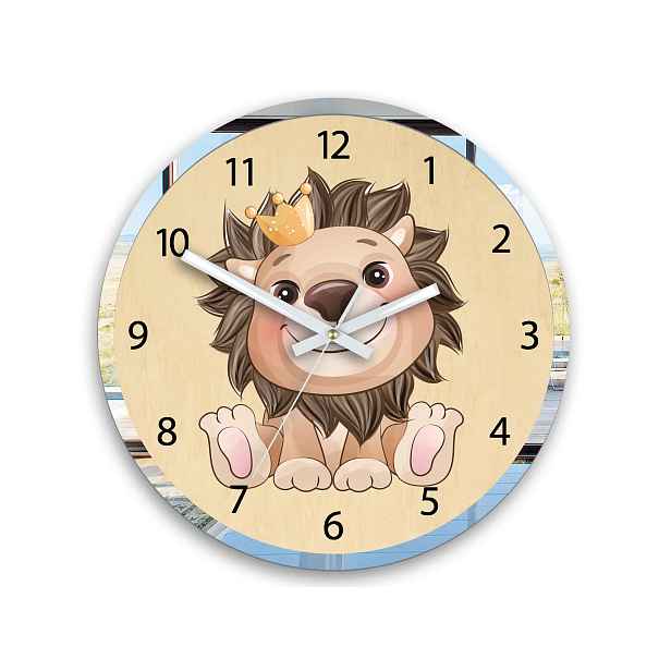 ModernClock Dětské nástěnné hodiny Mirro Lev 30 cm vícebarevné